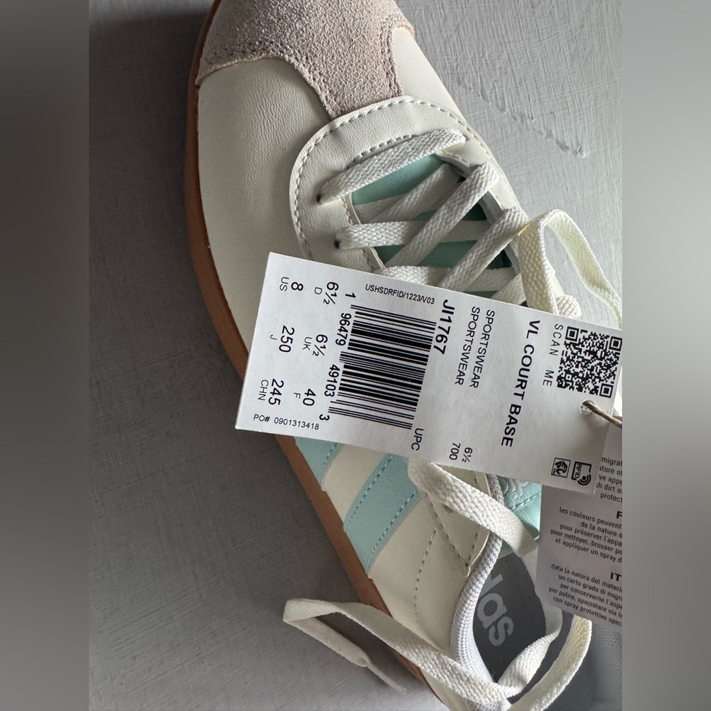 NWT Adidas VL Court Base Sneakers White Blue Gum - Picture 9 of 12